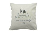 square linen effect mothers day cushion with a welsh mothers day phrase